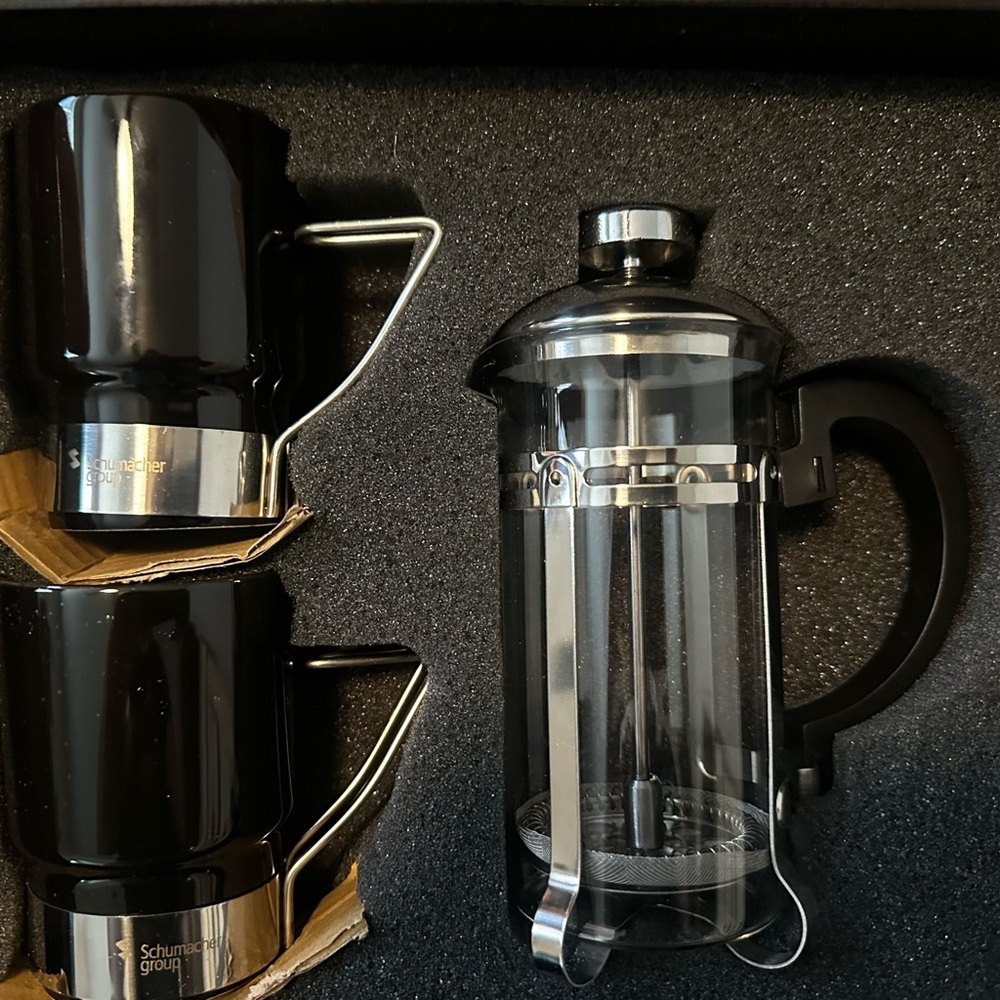 Black French Press Coffee Set for 2